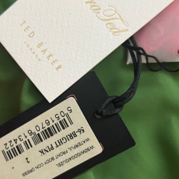 New Ted Baker Bight Pink Strapless/Straps Mini Dress, Size Ted 2 US 4 - Picture 7 of 7